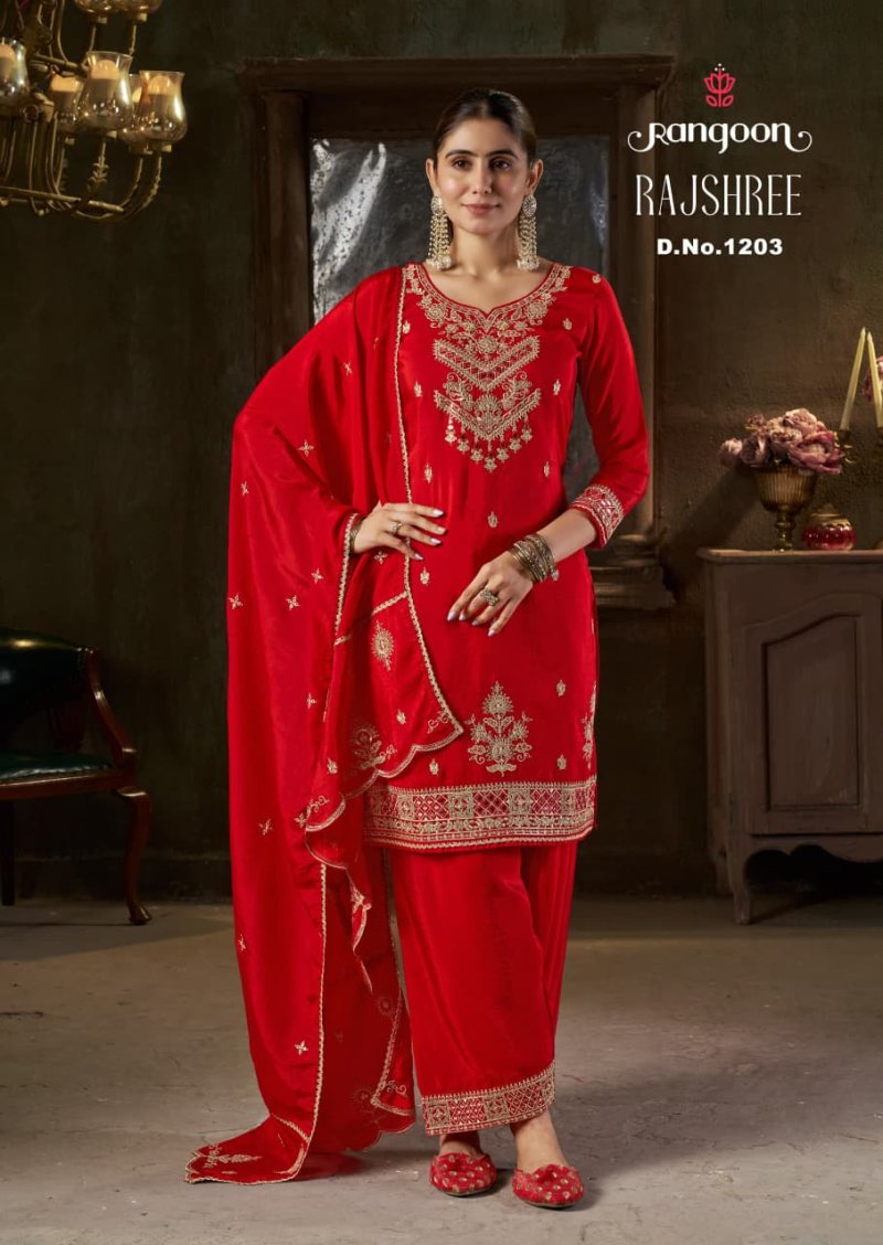 Rajshree By Rangoon H O Crush Readymade Suits